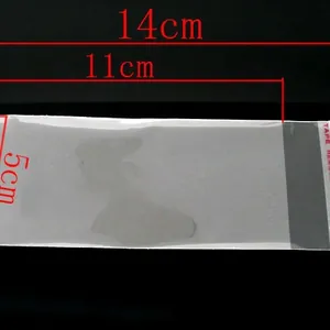 Durchsichtiger OPP Kunststoffbeutel für Schmuck 5x11cm mit rotem Klebestreifen-Etikett