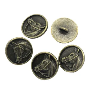 Antique bronze metal buttons with horse head relief for coats and vintage fashion designs