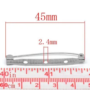 Silver alloy 3-hole safety brooch pin base 45x5mm for garment accessories