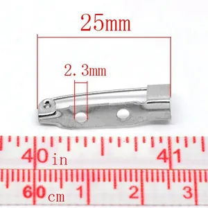 Base per spilla in metallo argento da 25mm con 2 fori per la creazione di gioielli fai-da-te