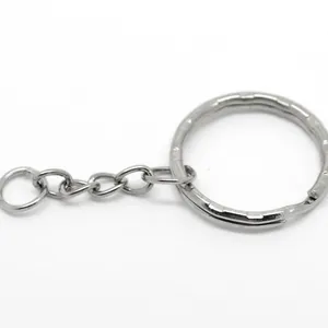 Minimalist Iron Keychain Ring With Split Circle And Short Chain For DIY Jewelry Making Findings Accessory Silver Color