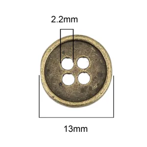 Vintage 13mm antique bronze zinc alloy metal 4-hole round button for coats and DIY