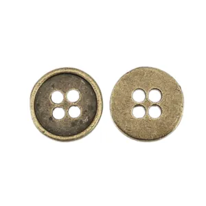 Retro bronze 13mm zinc alloy four-hole round metal buttons for trench coats