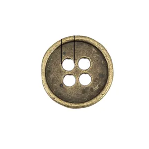 Vintage 13mm bronze zinc alloy 4-hole round metal button for trench coats and clothes