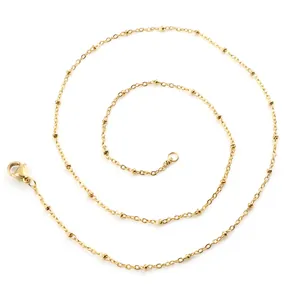 Gold Plated 304 Stainless Steel Round Bead Satellite Chain Necklace For Women Minimalist Fashion Jewelry Lobster Clasp