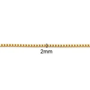 2mm gold-plated stainless steel box chain necklace with lobster clasp 60.5cm length