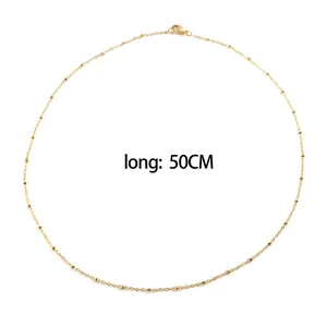Minimalist gold-plated 304 stainless steel bead chain necklace 50cm with lobster clasp