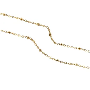 50cm gold plated stainless steel satellite chain necklace with small round beads