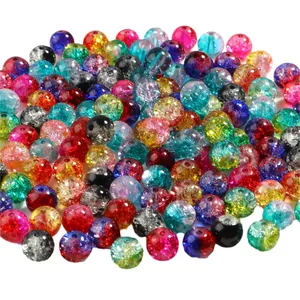 8mm mixed color round glass beads with internal crackle effect for DIY jewelry making