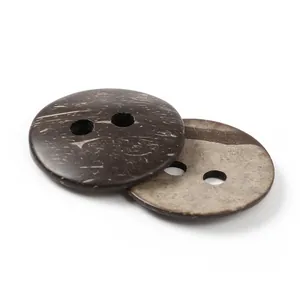 Natural Brown Coconut Shell Buttons Round 2 Holes Wood Texture Sewing Buttons For Coats Suits DIY Craft Multiple Sizes