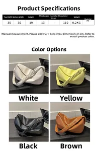 Detailed size chart and material guide for large capacity PU leather crescent bag