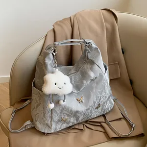 Sac Cabas Femme Mode en Cuir PU Plissé Grande Capacité Décor Papillon Métal Sac à Épaule Casual Sac Bandoulière
