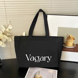 Sac Cabas en Toile pour Femmes Grande Capacité Sac à Épaule Décontracté Avec Imprimé Lettre Vagary Fleur de Rose Sac à Main Élégant Pour Shopping