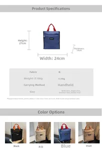 Waterproof nylon lunch tote bag dimensions and specifications overview for daily commute
