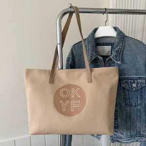 Women's Large Capacity Canvas Tote Bag Minimalist Letter Print Shoulder Handbag Casual Commuting Underarm Bag Office Travel