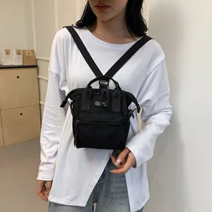 Minimalist black canvas multi-functional crossbody bag for women with sport label
