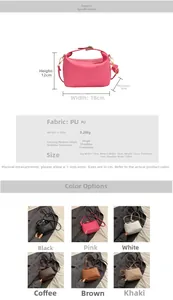Detailed size chart and parameter guide for the textured PU leather crossbody box bag