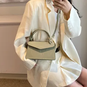 Petit sac à main vert pastel pour femme avec bandoulière et poignée à nœud chic