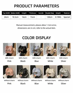 Guía de tallas y comparativa de colores para el bolso de hombro con detalle de lazo