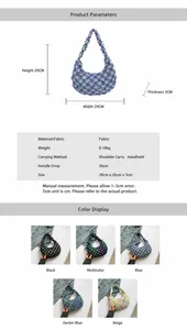 Detailed dimension guide for checkered canvas tote bag with size and weight parameters
