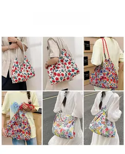 Floral canvas tote bags showing detailed patterns and sunshine label in various styles