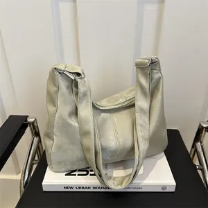 Women Large Capacity PU Leather Hobo Shoulder Bag Plush Pendant Minimalist Urban Tote Bag For Daily Casual Travel