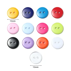 Assorted colorful 15mm round resin 2-hole buttons for shirts and DIY craft projects