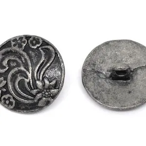 Bottoni con Gambo Rotondi Vintage Motivo Floreale in Lega di Zinco Argento Antico Chiusura in Metallo Decorativa per Cucito