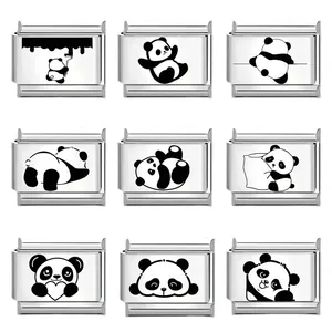 Set di ciondoli panda in acciaio inossidabile per bracciali modulari e gioielli