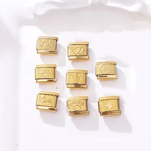 Set di maglie per charm italiani dorati con vari motivi a rilievo per bracciali