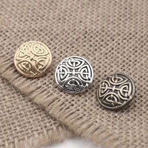Vintage Celtic knot metal buttons in antique bronze, silver, and gold for coats