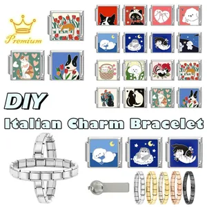 Detailed close-up of DIY Italian charms featuring cute hand-painted pets and floral patterns