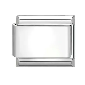 Polished stainless steel modular charm link for custom DIY bracelet with mirror finish