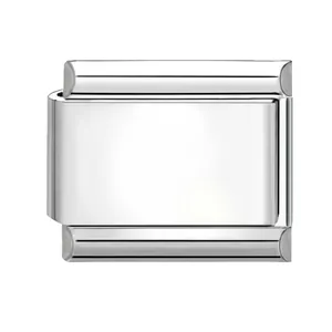 Polished silver stainless steel modular charm link for DIY modular starter bracelets