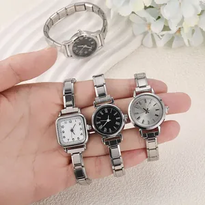 Modulair DIY roestvrijstalen horloge met elastische band en klassieke witte wijzerplaat