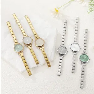 Classic stainless steel modular link watches with colorful dials and elegant metal straps