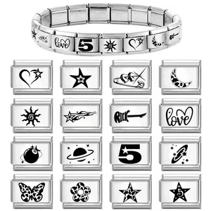 Italian modular charm bracelet and stainless steel heart star link accessories