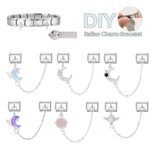 DIY italienisches Charm-Armband Kit mit Edelstahl-Anhängern und Einstellwerkzeug