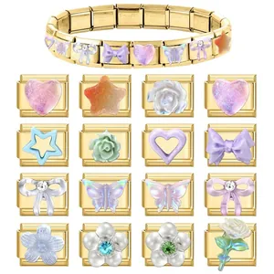 Italienisches Modularmband aus goldfarbenem Edelstahl mit DIY-Charms zum Wechseln