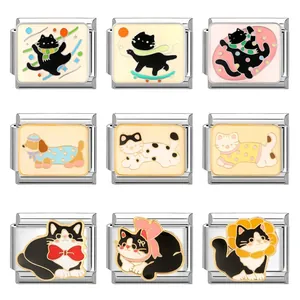 Detailed grid of nine Italian charm links featuring colorful enamel animal designs
