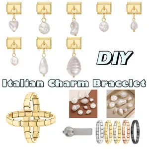 Details von DIY Charm-Armband aus Gold-Edelstahl mit Barockperlen und Werkzeugen