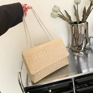Minimalist Woven Straw Tote Bag Women Summer Beach Shoulder Bag Large Capacity Envelope Handbag Fashion Vacation Bag