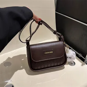 Women Fashion Quilted PU Leather Shoulder Bag Elegant Crossbody Bag With Plush Monster Pendant Daily Commuting Niche Design Small Square Bag