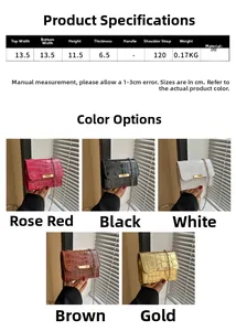 Detailed size specifications for the croc-effect mini PU bag with golden chain strap