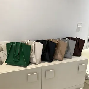 Bolso Tote Retro de Cuero PU de Gran Capacidad para Mujer Casual Conmutar Color Sólido Bolso de Hombro de Axila Trabajo Diario Viaje Mano