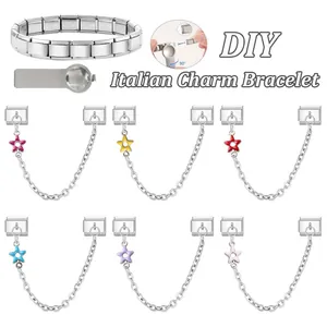 Bracciale a stella DIY in acciaio inossidabile stile italiano con ciondoli e tool