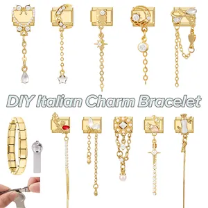 Details des vergoldeten DIY Italienischen Bettelarmbands mit Perlen und Zirkon