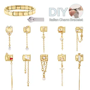 DIY Italienisches Charm-Armband-Set mit goldener Edelstahlbasis und Anhängern