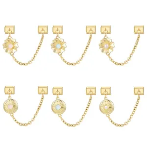 Vergoldeter Edelstahl Italienisches Charm Armband Sicherheitskette Modular Blume Gänseblümchen Sonnenstrahl Muster Mit Perlen DIY Schmuckzubehör
