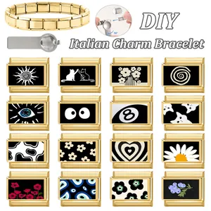 Σετ ιταλικό βραχιόλι DIY από ανοξείδωτο ατσάλι με διάφορα αρθρωτά στοιχεία